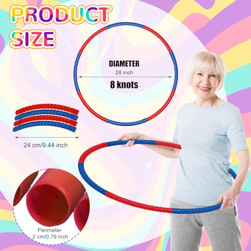 Halloscume 6 Pcs Exercise Hoop Detachable Fitness Rings Adjustable Plastic Toy Fitness Hoop Playground Toys Colored Circles for Teens Games Gymnastics Agility, 28 Inch(Dark Blue, Red) by Halloscume - Image 3