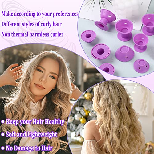 36 Pcs Magic Hair Rollers Heatless Silicone Hair Curlers 0.79 Inch Self Grip Diy Hair Styles For Long Medium Short Hair Women Girls With 1 Net Cap 1 Zipper Bag 100 Rubber Bands #TOP4
