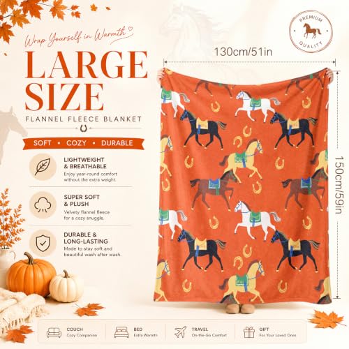 Tingjoo Manta de Franela Otoñal, 50 x 60 Pulgadas, Suave Manta de Tiro con Diseño de Caballo miniatura 2