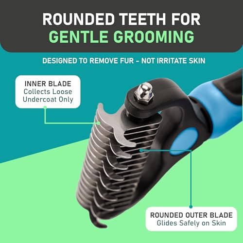 Maxpower Planet Pet Grooming Brush - Double Sided Shedding and Dematting Undercoat Rake Comb for Dogs and Cats,Extra Wide, Blue, Dog Grooming Brush, Dog Shedding Brush 5