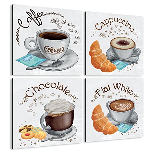 Giallobus - Quadri 4 Multi Pannello Art Board - Raccolta Breakfast - Bianco - Legno MDF - 29,7x29,7 - x 4 Pezzi