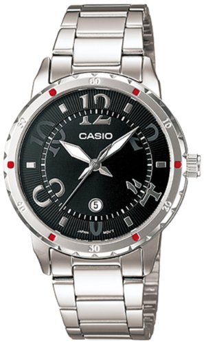 Casio Women's Core LTP1311D-1A Silver Stainless-Steel Quartz Watch with Black Dial