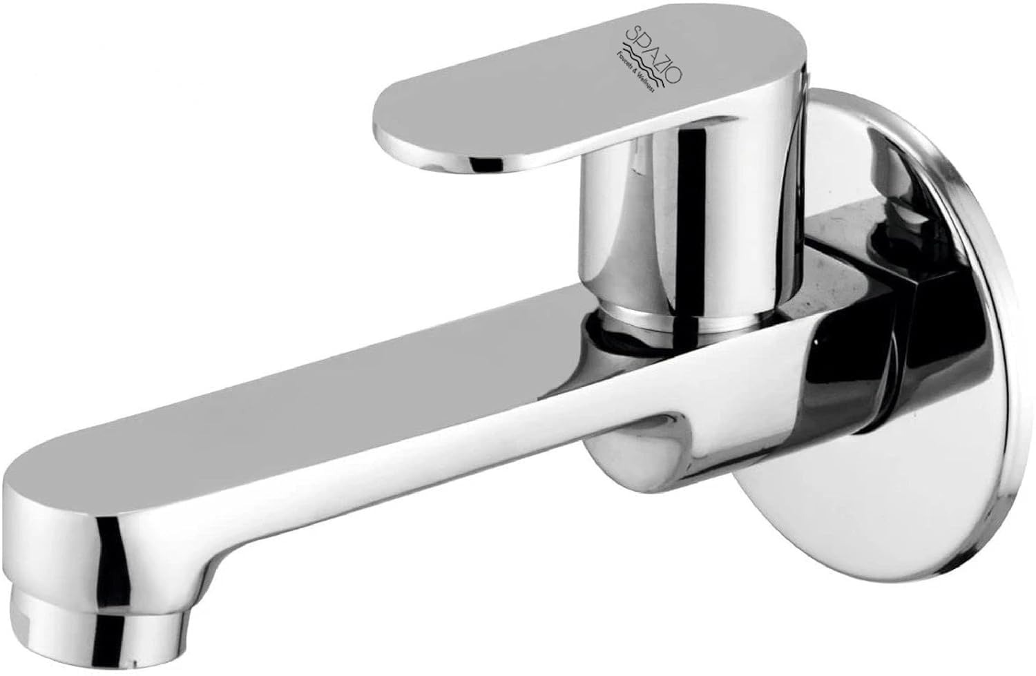 Spazio Opal Brass Long Body/Long Nose Bib Cock Tap (Pack of 1) for Bathroom/Kitchen/Sink with Quarter Turn Disc & Wall Flange, Chrome Finish Bib Tap Faucet-image-13