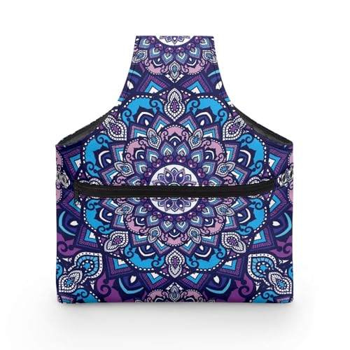 Image of ZUXONGSY Mandala Yarn Bags for Knitting Retro Floral Yarn Tote Bag for Women Floral Portable Knitting Project HanbBag for Crochet Hooks