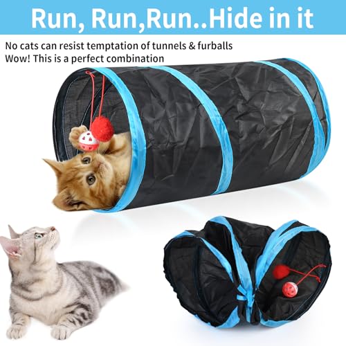 Gaomoeny 22 Stück Katzenspielzeug Set, Katzentunnel Interaktives Katzen Zubehör, Katzen Angel Spielzeug Katze Federspielzeug, Spielzeugmäuse, Katzenbälle, Cat Toys, Kitten Spielzeugs