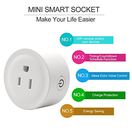 Smart Plug Electrical Outlet, Mini Wifi Enabled Socket, App(Smartlife) Remote Control On/Off/Timer Switch, Work With Alexa/Google Home/Ifttt #TOP1
