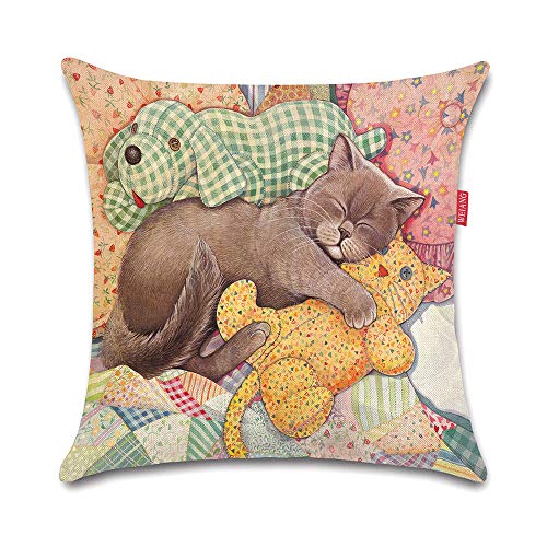 WEIANG Housse de coussin double face avec motif chat pour voiture, maison, canapé, lit 45 x 45 cm Cover