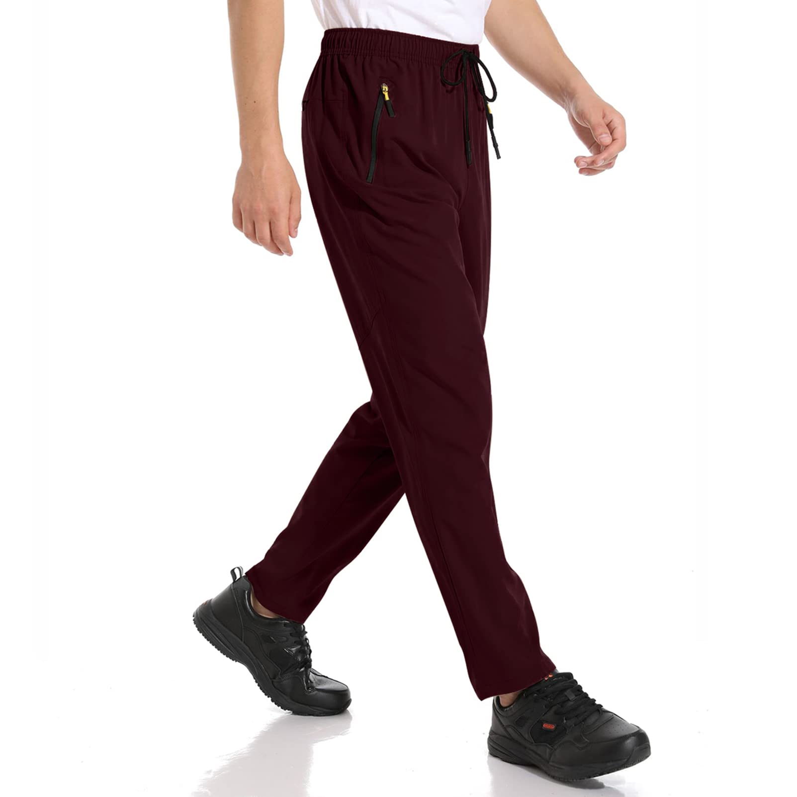 TOKSKS Men's Athletic Pants Lightweight Quick-Dry Stretch Waist Joggers Basketball Pants with Pockets for Gym Work Casual, Winered, 3XL