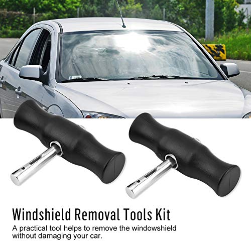 Windshield Removal Tools Kit, Plastic Metal Windscreen Window Glass Windscreen Cutting Wire with Black Handles Universal Car Windscreen Wind Removal Tool