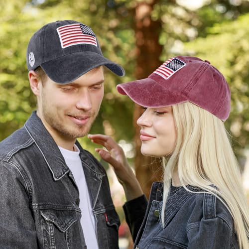 ANLIOTO 6 Pcs American Flag Baseball Caps, Patriotic American Flag Hat Washed US Flag Hats for Men Women Teens Black - Image 7