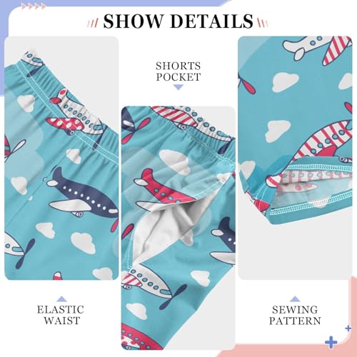 ZZXXB Airplane Clouds Boys Long Pants Soft Trousers Elastic Waist Kids Lounge Bottoms with Pockets S-XL4