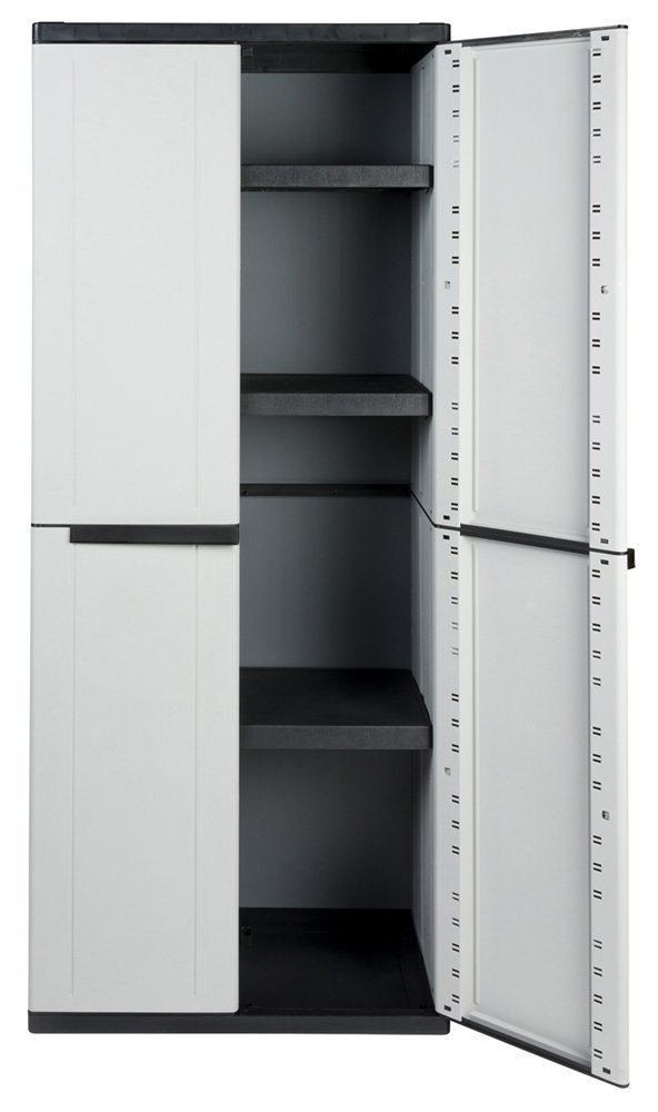 Kreher Kunststoffschrank Werkstattschrank, abschließbar, Grau