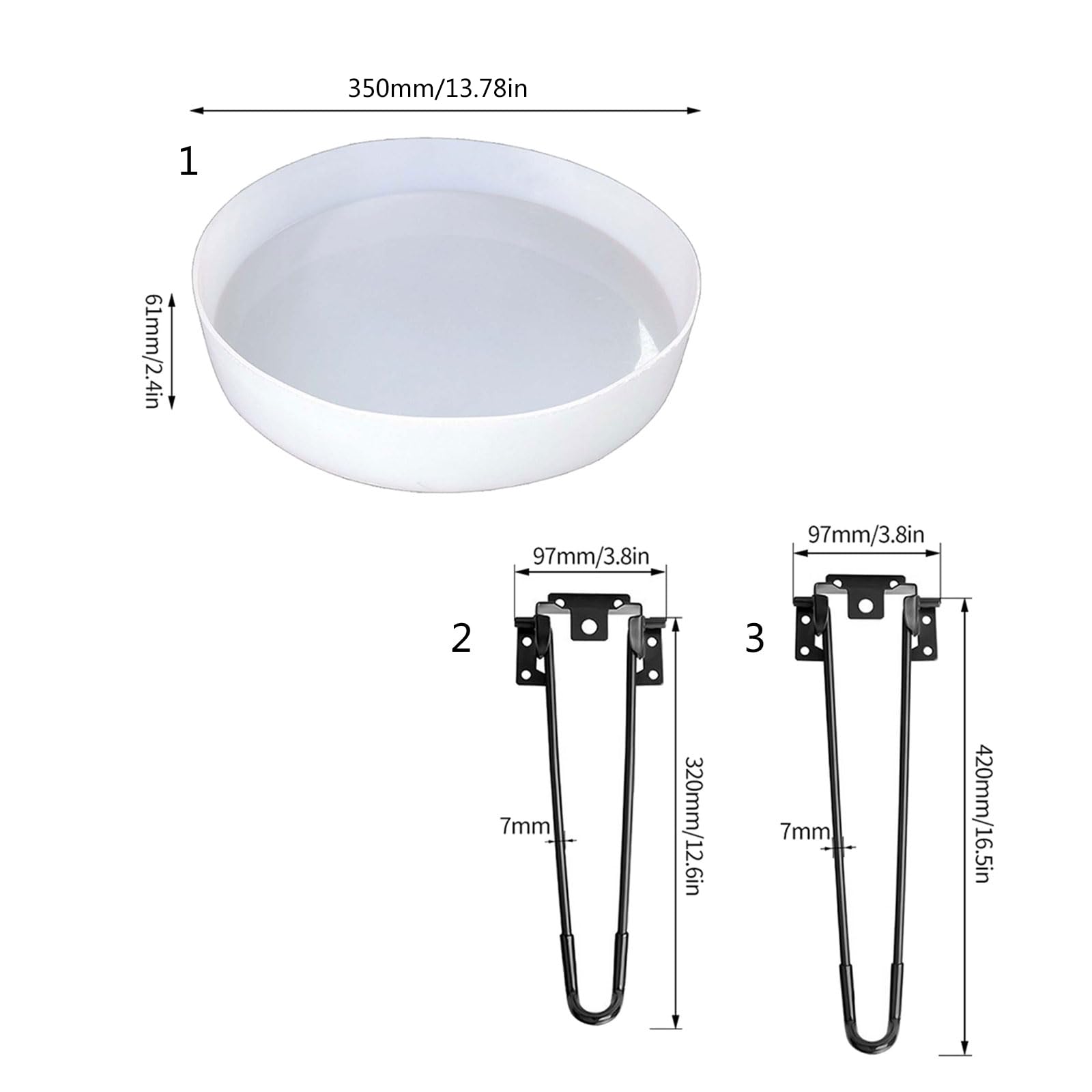 Moldes redondos de silicona para mesa de café y río con patas de mesa plegables, moldes de resina para decoración del hogar