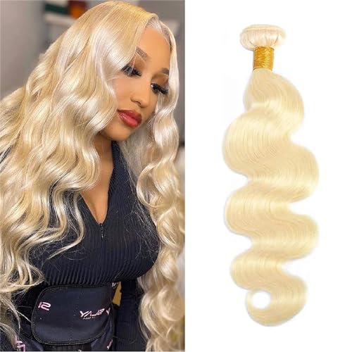 Image of 613 Bundles Human Hair 24 Inch 100% Real Human Hair Blonde Body Wave Bundles Human Hair No Synthetic Blend No Tangle No Shedding 3X Longer Lifespan 16A Brazilian Virgin Hair 613 Body Wave One Bundle