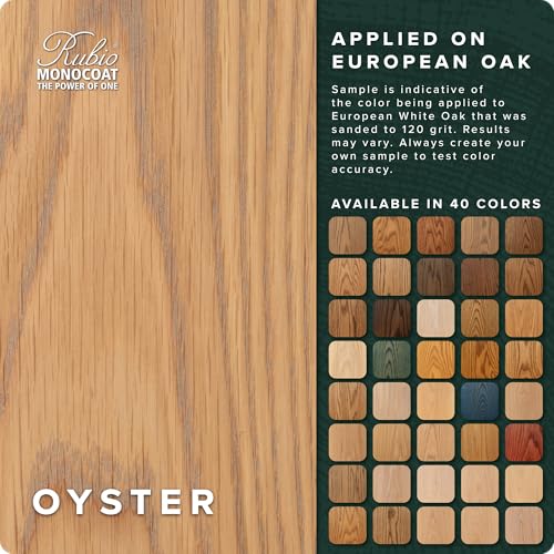Rubio Monocoat Wood Stain & Finish 650 ft² - Oyster | Oil Plus 2C | Quick-Dry, Eco-Friendly Linseed Wood Oil for Indoor Use, Includes Accelerator (Part B) | Protector | 1.3 L