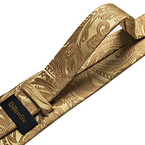 Image of DiBanGu Mens Paisley Tie Set Silk Woven Jacquard Necktie and Pocket Square Cufflinks Gift Set for Wedding Bussiness