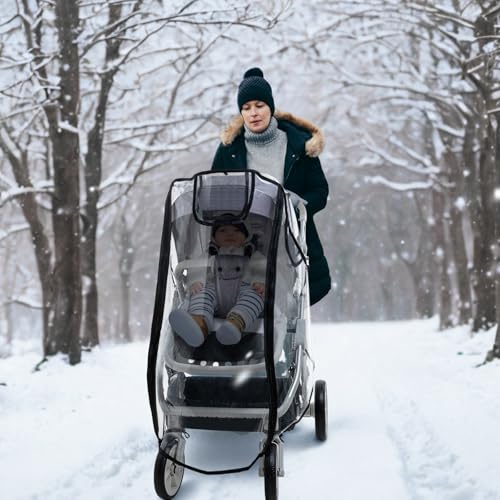 Wemk Regenschutz für Kinderwagen, Regenverdeck für buggy, Kinderwagen Regenschutz Universal mit großem Fenster und Doppelreißverschluss zum Öffnen, Gute Luftzirkulation, Größe L
