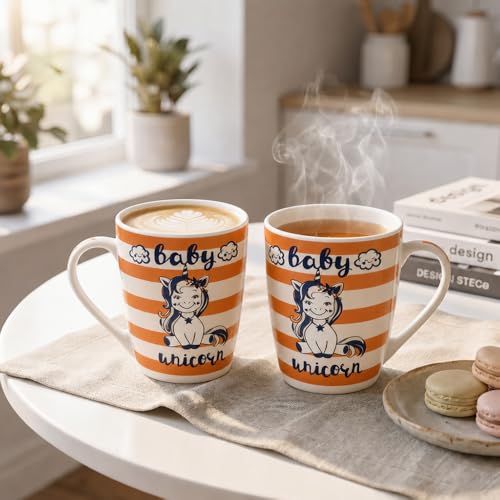 Image of U.P.C. U.P.C.Milk Mug Set of 2 | Ceramic & Bone China Coffee Milk Cups | Designer Printed Tea Coffee Mug Set | Large Capacity Milk Mugs | Microwave Safe Cup Set | Kitchen Drinkware Gift Set