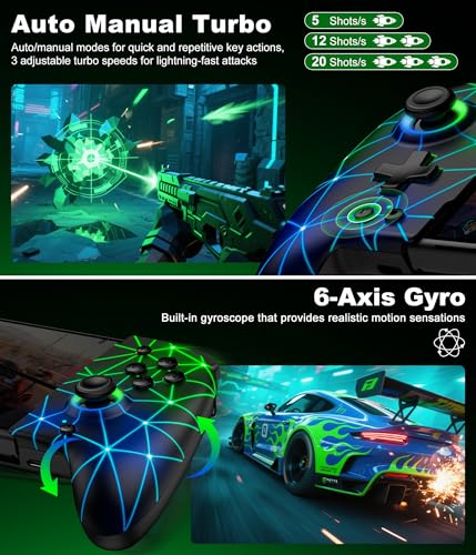 Image of Mocagen Switch Controller Games with Handheld Mode, Wireless Swtich Pro Controller for Nintendo Switch /OLED with Marco Buttons /Big Grip /Turbo /Hall Effect Joystick & Trigger