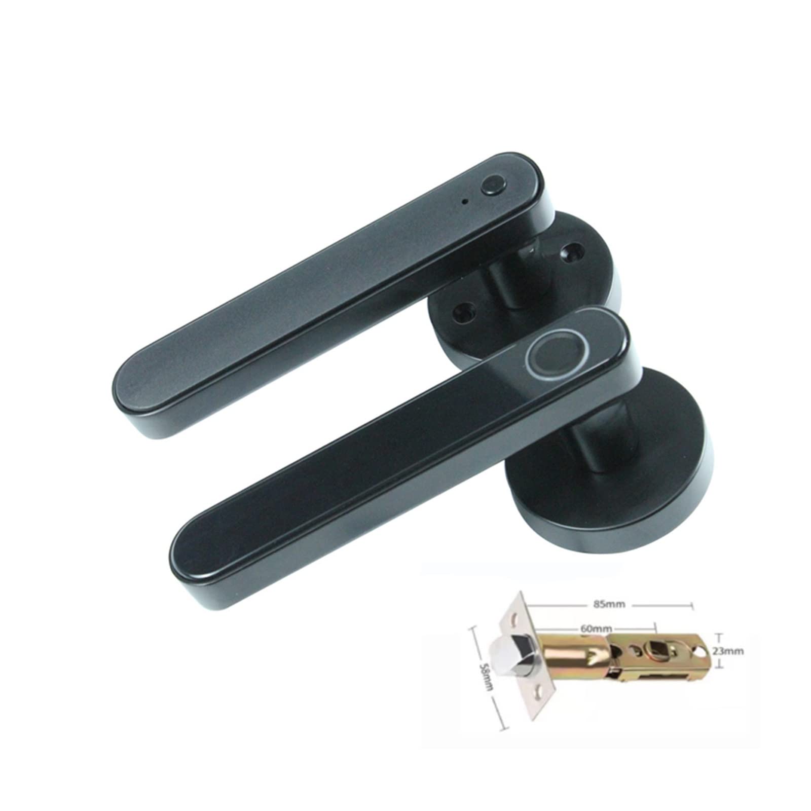 Front Door Lock Tuya Digital Electronic Smart Door Lock Biometric Fingerprint Handle Keyless Password Home(Black and Gateway)