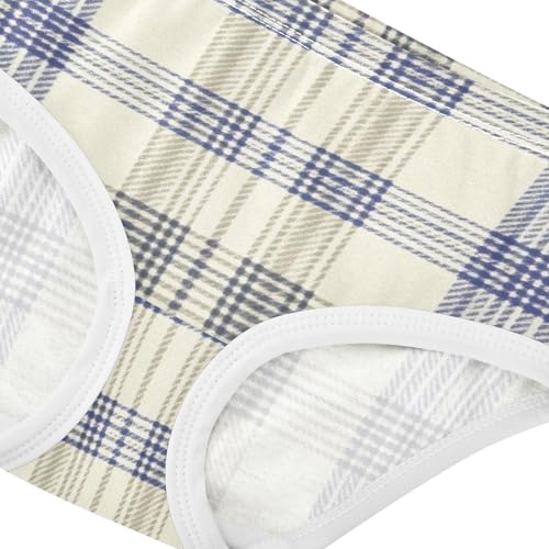 GuoChe Blue White Grid Plaid 1-piecing Hip Design Panties Organic Underwear for Toddler in Sizes 2T,3T, 4T, 5T, 6Y and 8Y4