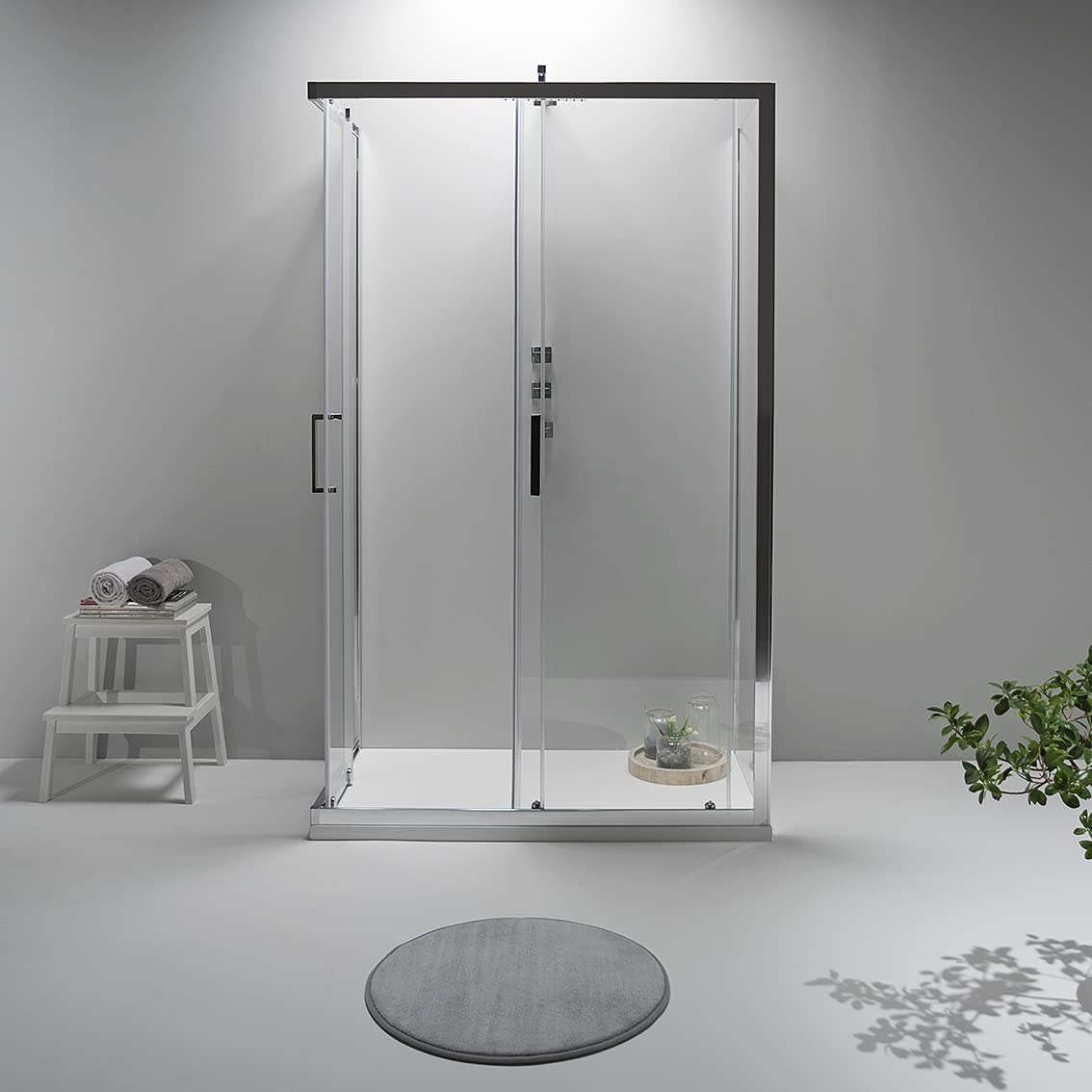 Box Doccia 3 Lati - Cabina Doccia con Porta Scorrevole, Cristallo Temperato 6mm, Anticalcare con Profilo Cromato, Chiusura Magnetica e Altezza 190 (80x80x80, Trasparente)