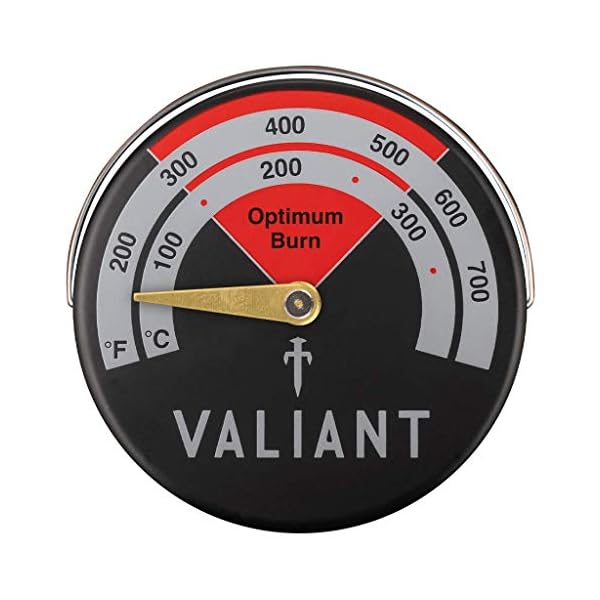 Valiant Magnetischer Kaminofen und Ofenthermometer, Rot, 63mm