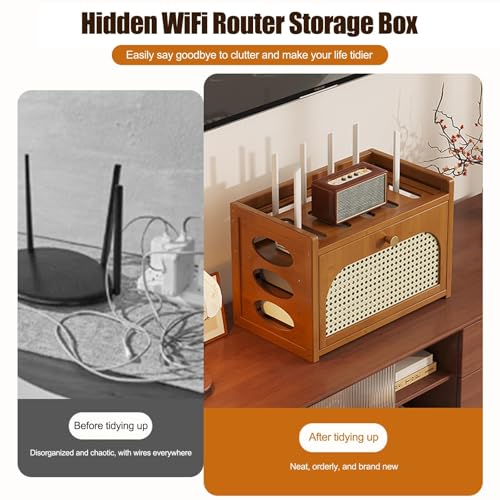 Adiós a los cables sueltos con el gabinete de router WiFi en bambú 4