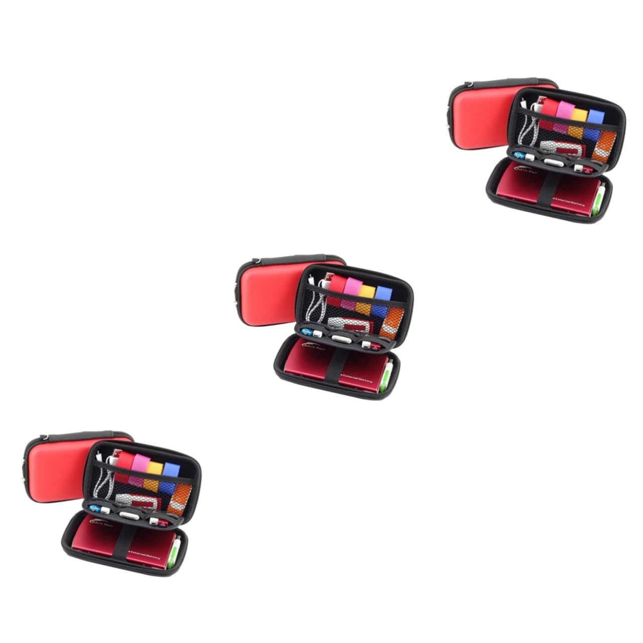 UPKOCH 3piezas Organizador De Accesorios Electrónicos Rojo Bolsa De Almacenamiento Portátil para Viajes para Cables Cargadores y Gadgets Protección y Orden Tus Viajes