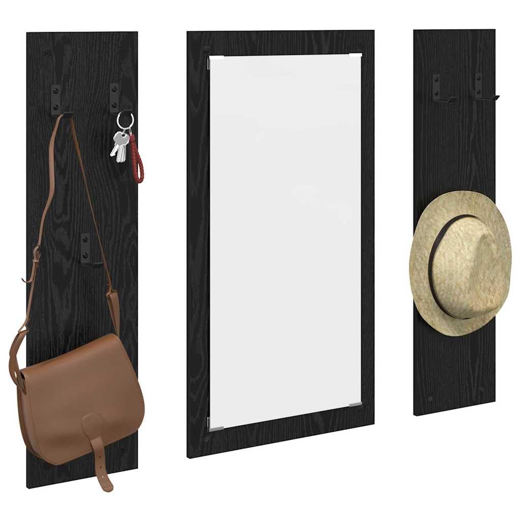 Soporte de pared para mesita de noche, color negro, aspecto de roble, material de madera, 96 x 90 x 1,5 cm, estantería de pared, estante flotante para pared, espacio de almacenamiento estable