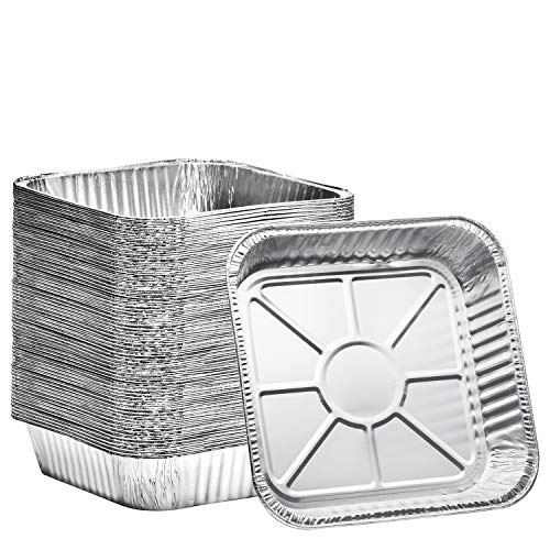 8 Square Disposable Aluminum Cake Pans - Foil Pans perfect for baking cakes roasting homemade breads  8 x 8 x 2 in 50 count