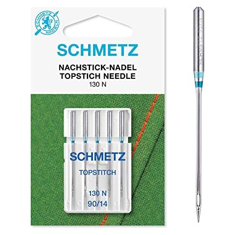 SCHMETZ Domestic Sewing Machine Needles | 5 Topstitch Needles | 130 N | Needle Size 90/14 | for on All Conventional Household Sewing Machines and Household Embroidery Machines Cover