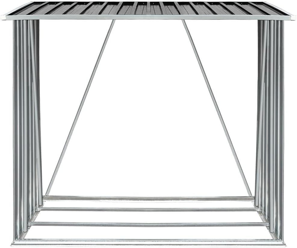 FAMIROSA Garden Log Storage Shed Galvanized Steel Firewood Storage Rack Metal for Backyard, Lawn Outdoor Furniture 64.2"x32.7"x60.6" Anthracite