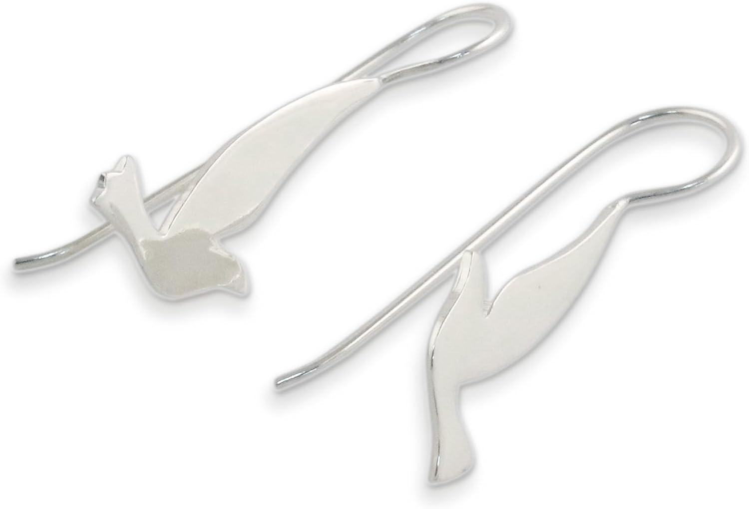NOVICA Artisan Handmade Sterling Silver Drop Earrings Shining Dove from Thailand Animal Themed Bird [1.3 in L x 0.5 in W] ' Friendly Doves'