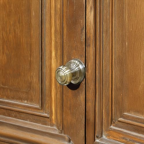 Amig - Runder Türknauf für Außentüren | Türgriff für Haustür | Griffdurchmesser Ø 70 mm | Messing | Leder | inkl. Befestigungsschraube und Mutter