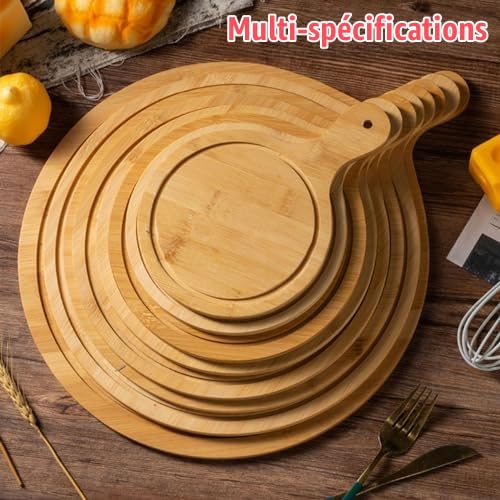 Set de 8 Planches à Pizza en Bois, Plateaux 6-13 Pouces Léger avec Poignées, Planche Charcuterie Fromage pour Fêtes, Plateaux de Service Mariage, Écologique