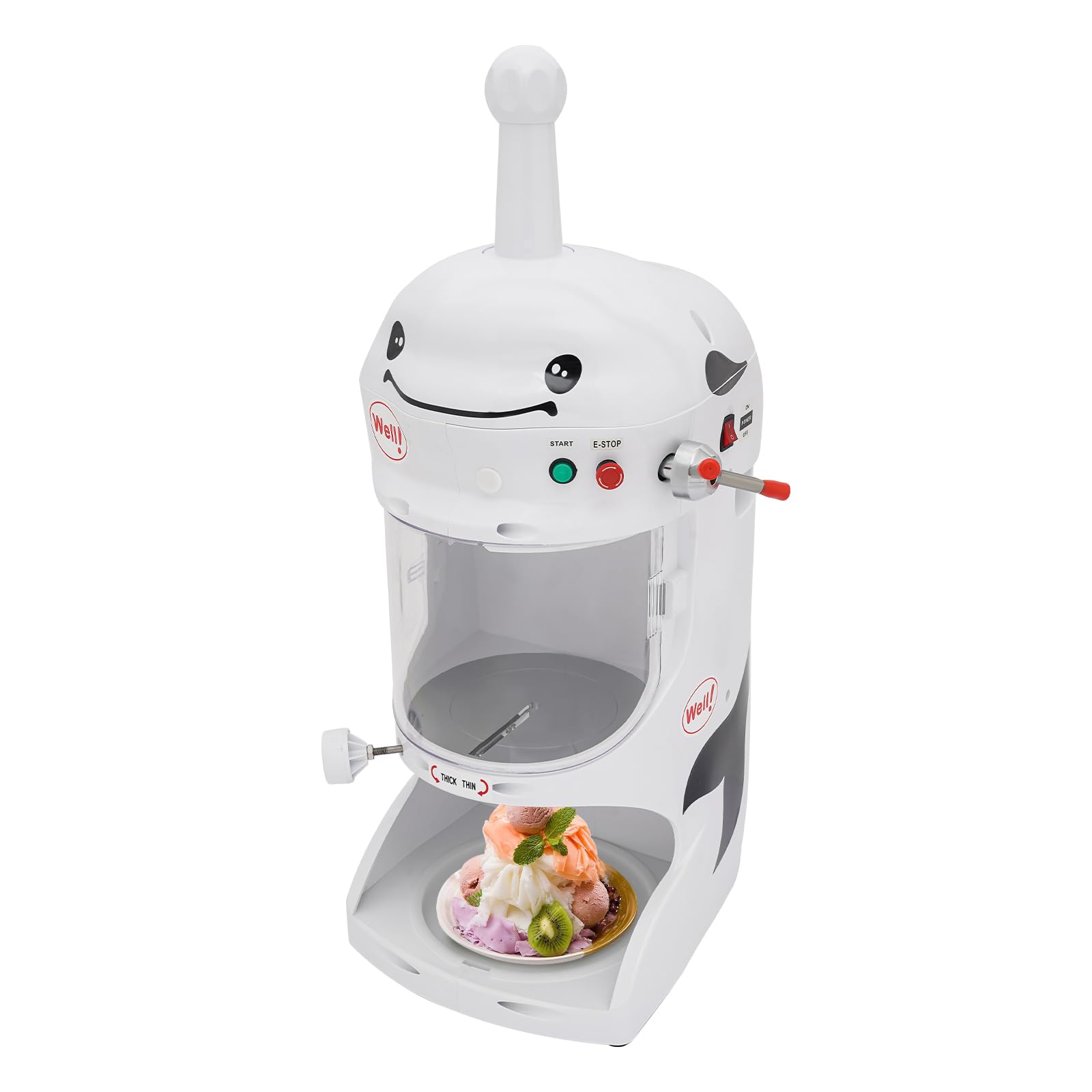 110V 350W Electric Commercial Ice Crusher Shaved Ice Machine, Freestanding Home Snow Cone Machine, Stainless Steel Electric Ice Crusher