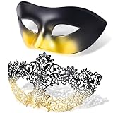 SIQUK 2 Piezas Máscara Veneciana Parejas Máscara Mascarada Media Cara Mascara para Mascarada Halloween Carnaval