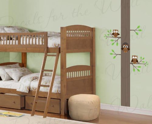 Tree and Forest Owls Huge Tree from Ceiling to Floor - Girl's or Boy's Room Kids Baby Nursery Playroom - Wall Art Decor, Graphic Decal Decoration, Decorative Mural Vinyl Sticker