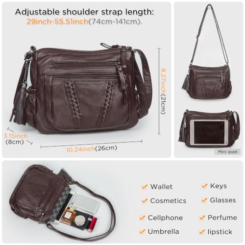 Image of VOLGANIK ROCK Crossbody Bag for Women with Tassel Ladies Soft PU leather Purses and Handbag Pocketbooks