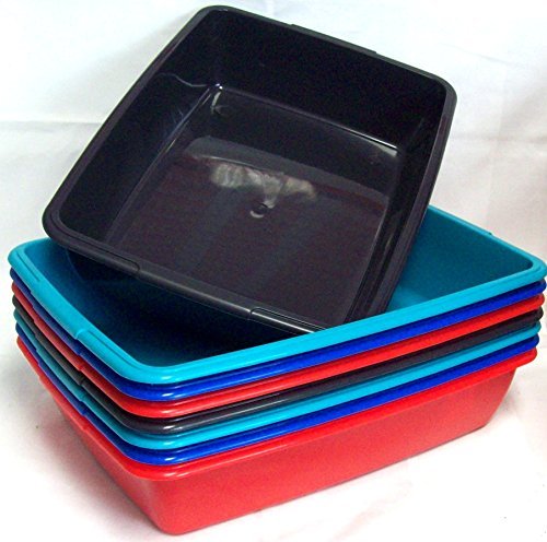 2 x Whitefurze 40 cm Medium Size Plastic Cat Litter Tray Home Tidy Tray Assorted by Whitefurze