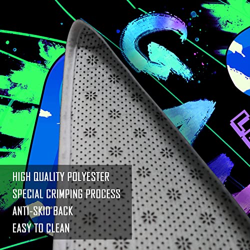 Etskom Blacklight Gaming Area Rug,Neon Gaming Area Rug,3D Gaming Rug,Uv Reactive Area Rug,Playroom Large Non-Slip Area Rug,Gamer Rugs For Bedroom Boys,70In×47In×0.39In #TOP6