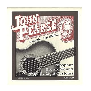 John Pearse Strings® 570C Jeu de Cordes pour Guitare Acoustique – Phosphor Bronze Wound – Slightly Light Customs 11-52 - Les Beatles, Paul McCartney, John Lennon, RIngo Starr, George Harrison