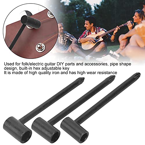 Halsstabschlüssel, Gitarrenhals-Einstellwerkzeug Leicht glatt 7 mm / 8 mm / 6,35 mm für die Wartung(Schwarz 6.35MM+7MM+8MM drei Anzüge)
