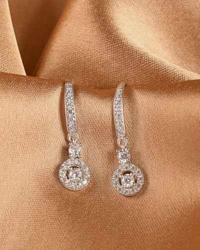 Image of CLARA 925 Sterling Silver Drop Earrings | Platinum Plated | Daily Wear |Gift for Women and Girls