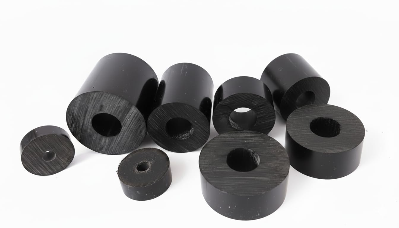 barra tonda PVC NERO, Distanziale ULTARESITENTE, di uso universale tubo tondo (5 pezzi DE 40 x DI 18 x L 20 mm)