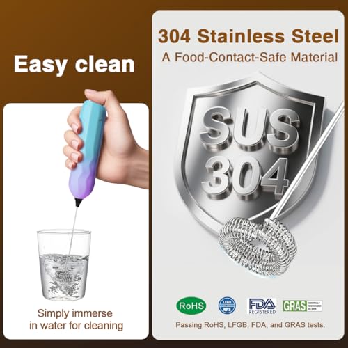 Image of SUPRUS Ultra Fast Handheld Milk Frother Double Whisk with Stand 2 Batteries Stainless Steel for Lattes Cappuccino Matcha Hot Chocolate Coffee Bar Accessories Kitchen Gadgets Gift