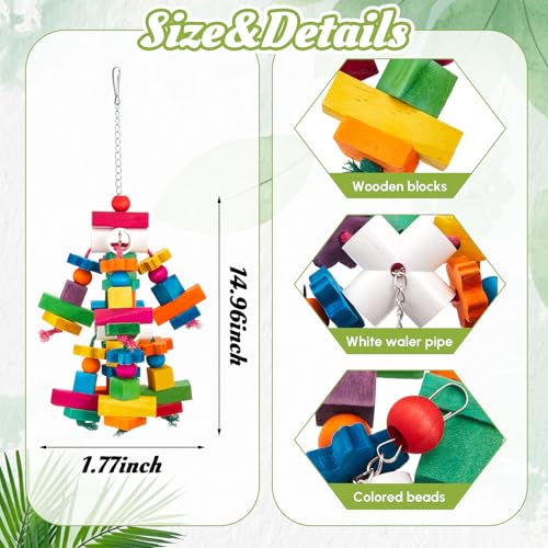 Image of Seenelling 5 Pcs Extra Large Bird Toys for Parrots, Block and Ball