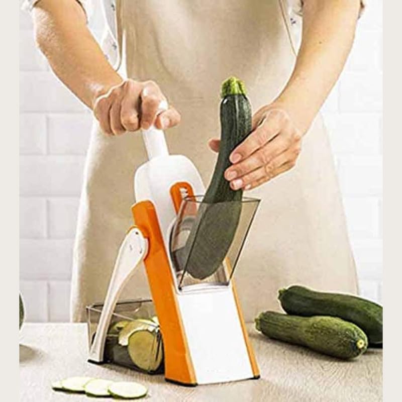 Homecloud Multifunctional Adjustable Hand Press Vegetable Chopper Mandoline Slicer - Perfect for Effortless Precision Cutting, Dicing, and Grating of a Variety of Vegetables and Fruits (Orange) (B0D8YMHB41) Amazon Price History, Amazon Price Tracker