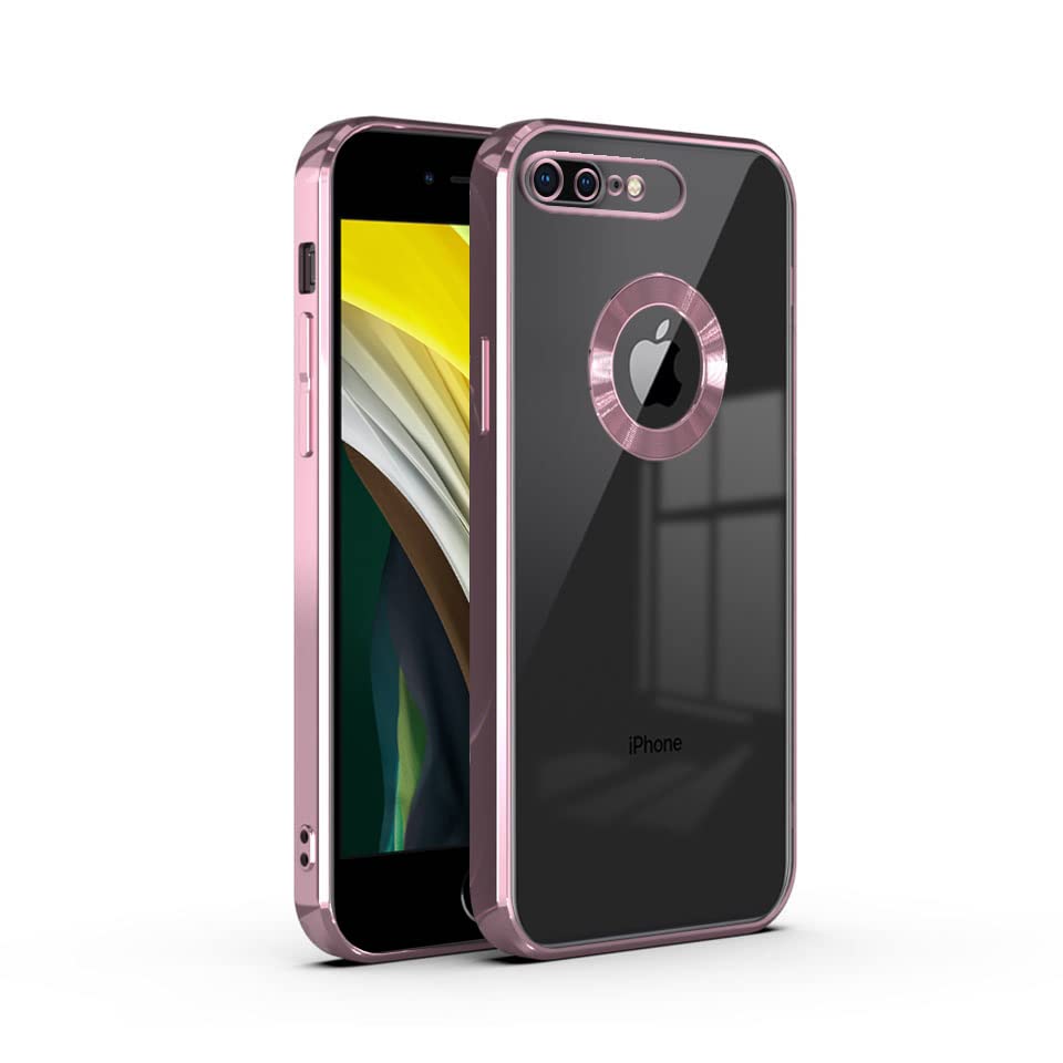 V-TAN Electroplated Logo View | Slim Shockproof | Soft TPU | Anti-Yellow Back Case Cover Compatible with iPhone 7 Plus/iPhone 8 Plus (Pink) (B0BLSF37Y5) Amazon Price History, Amazon Price Tracker